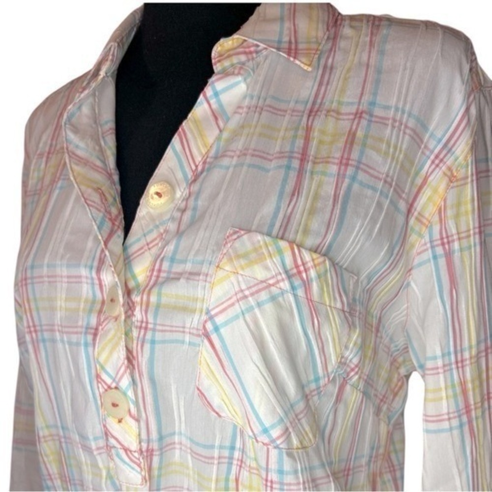 Foxcroft Plaid Shirt Dress 3/4 Sleeve Pocket Collared Size 12 - Picture 4 of 10